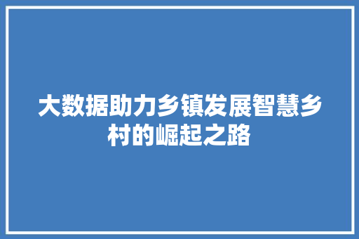 大数据助力乡镇发展智慧乡村的崛起之路