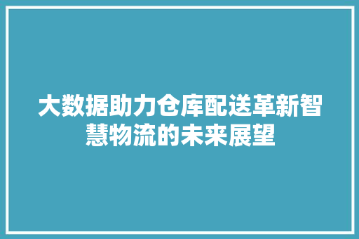 大数据助力仓库配送革新智慧物流的未来展望