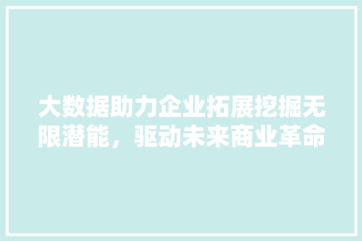 大数据助力企业拓展挖掘无限潜能，驱动未来商业革命  第1张