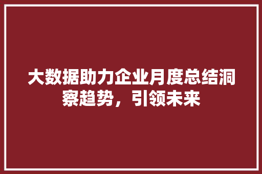 大数据助力企业月度总结洞察趋势，引领未来  第1张