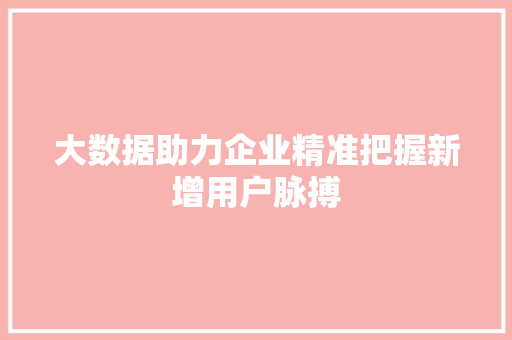 大数据助力企业精准把握新增用户脉搏
