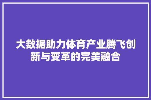 大数据助力体育产业腾飞创新与变革的完美融合  第1张