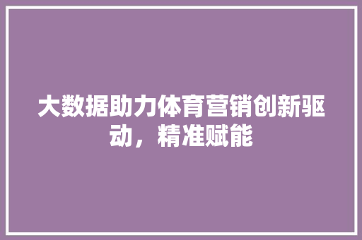 大数据助力体育营销创新驱动，精准赋能  第1张
