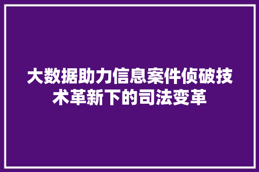 大数据助力信息案件侦破技术革新下的司法变革  第1张