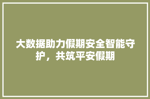 大数据助力假期安全智能守护，共筑平安假期