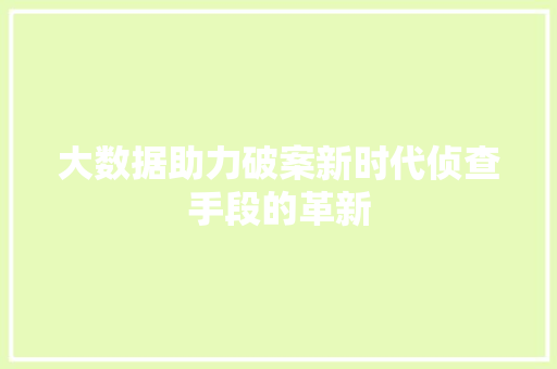 大数据助力破案新时代侦查手段的革新  第1张