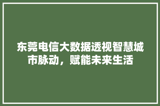 东莞电信大数据透视智慧城市脉动，赋能未来生活
