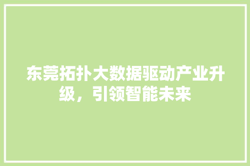 东莞拓扑大数据驱动产业升级，引领智能未来