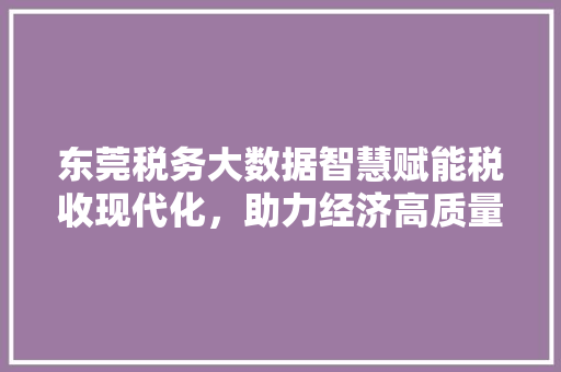 东莞税务大数据智慧赋能税收现代化，助力经济高质量发展