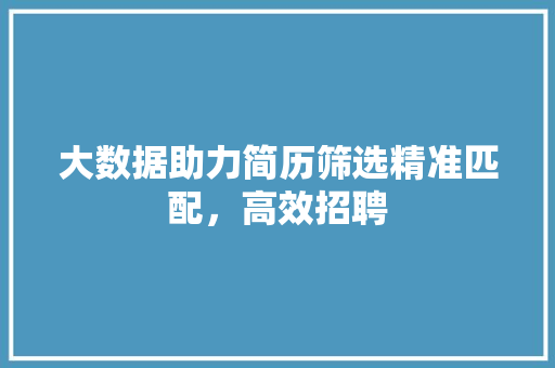 大数据助力简历筛选精准匹配，高效招聘