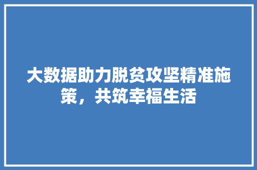 大数据助力脱贫攻坚精准施策，共筑幸福生活