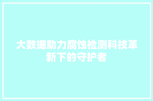大数据助力腐蚀检测科技革新下的守护者