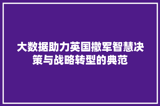 大数据助力英国撤军智慧决策与战略转型的典范