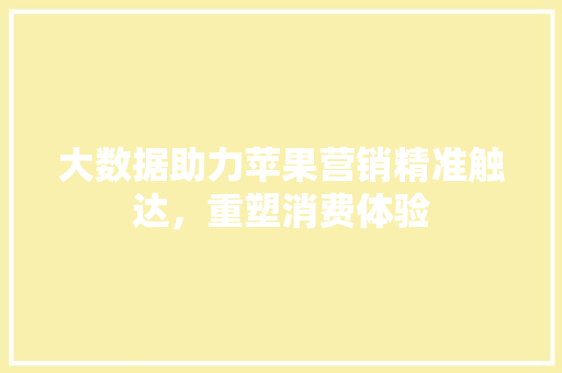 大数据助力苹果营销精准触达，重塑消费体验