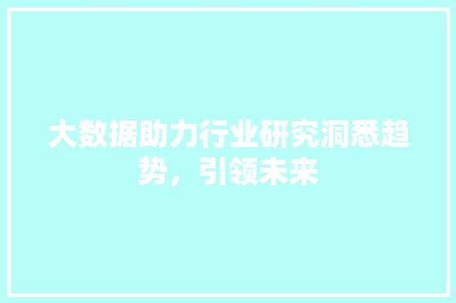 大数据助力行业研究洞悉趋势，引领未来