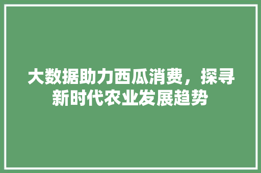 大数据助力西瓜消费，探寻新时代农业发展趋势