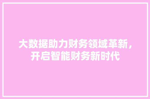 大数据助力财务领域革新，开启智能财务新时代