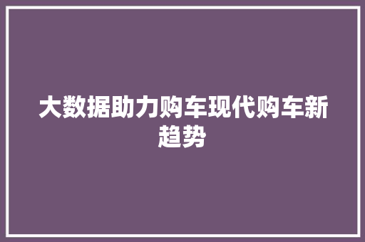 大数据助力购车现代购车新趋势