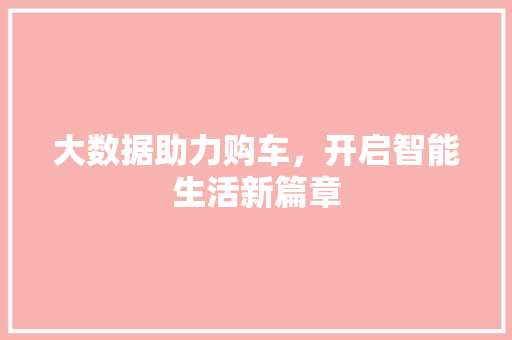 大数据助力购车，开启智能生活新篇章
