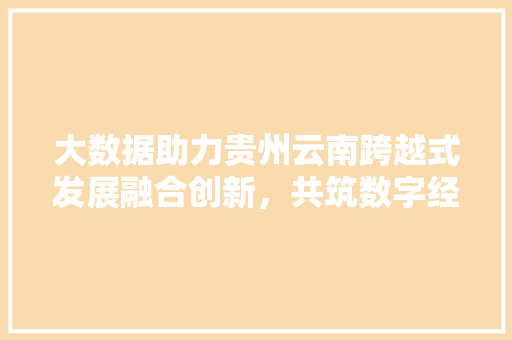 大数据助力贵州云南跨越式发展融合创新，共筑数字经济新篇章