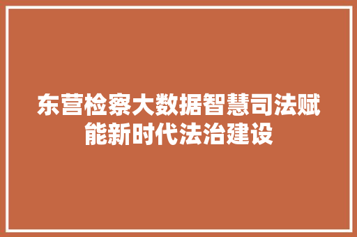 东营检察大数据智慧司法赋能新时代法治建设