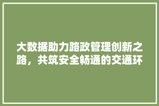 大数据助力路政管理创新之路，共筑安全畅通的交通环境