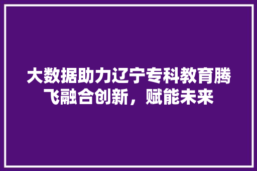 大数据助力辽宁专科教育腾飞融合创新，赋能未来