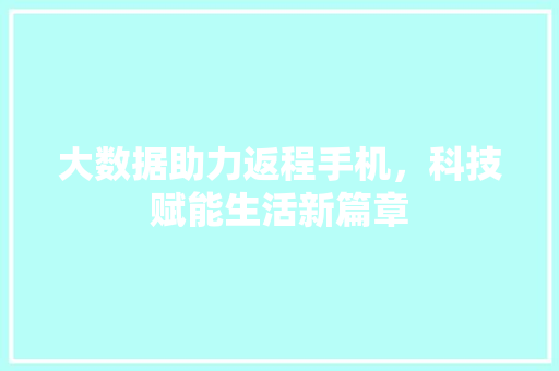 大数据助力返程手机，科技赋能生活新篇章