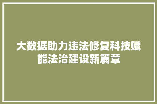 大数据助力违法修复科技赋能法治建设新篇章