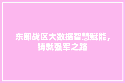 东部战区大数据智慧赋能，铸就强军之路