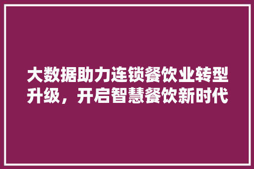 大数据助力连锁餐饮业转型升级，开启智慧餐饮新时代  第1张