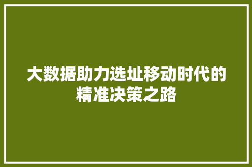 大数据助力选址移动时代的精准决策之路
