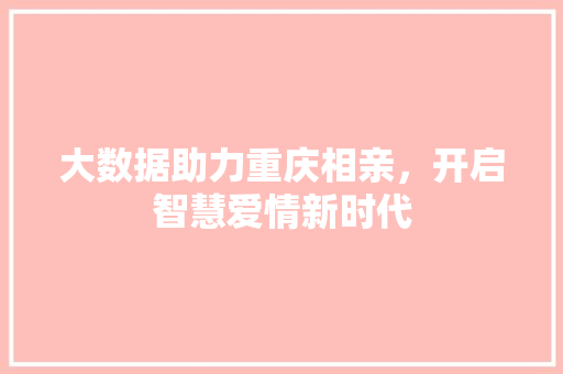 大数据助力重庆相亲，开启智慧爱情新时代  第1张