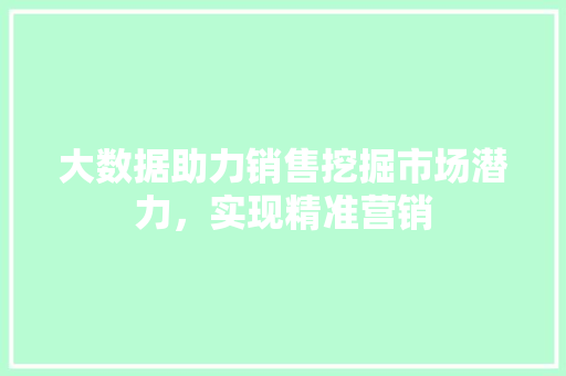 大数据助力销售挖掘市场潜力，实现精准营销  第1张