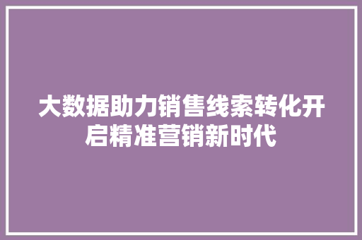 大数据助力销售线索转化开启精准营销新时代  第1张