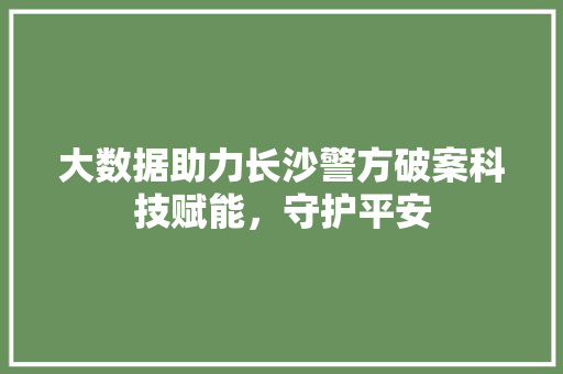 大数据助力长沙警方破案科技赋能，守护平安