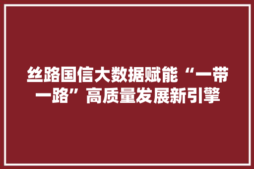 丝路国信大数据赋能“一带一路”高质量发展新引擎