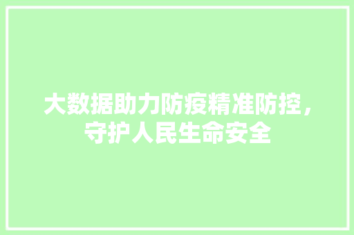 大数据助力防疫精准防控，守护人民生命安全  第1张