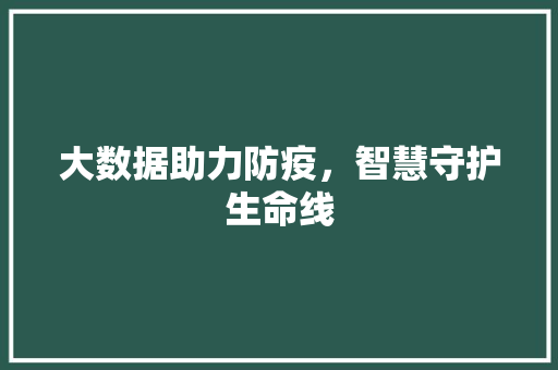大数据助力防疫，智慧守护生命线  第1张