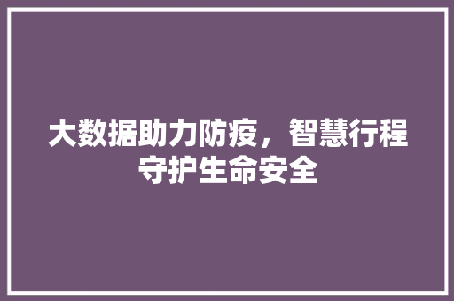 大数据助力防疫，智慧行程守护生命安全