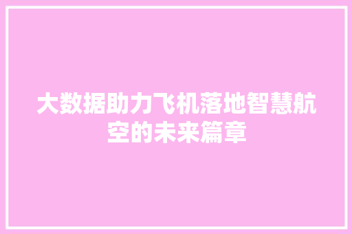 大数据助力飞机落地智慧航空的未来篇章
