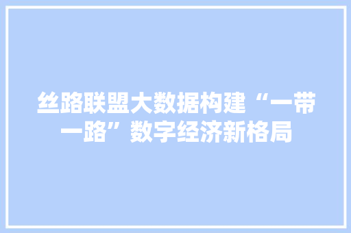 丝路联盟大数据构建“一带一路”数字经济新格局