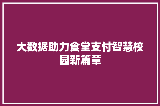 大数据助力食堂支付智慧校园新篇章  第1张