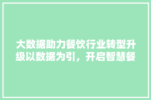 大数据助力餐饮行业转型升级以数据为引，开启智慧餐饮新时代