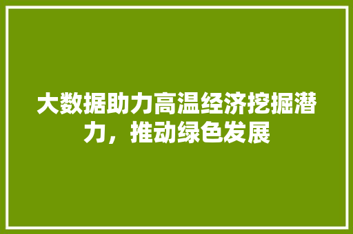 大数据助力高温经济挖掘潜力，推动绿色发展