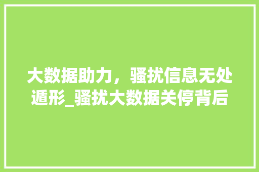 大数据助力，骚扰信息无处遁形_骚扰大数据关停背后的秘密  第1张