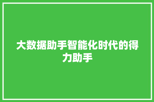 大数据助手智能化时代的得力助手