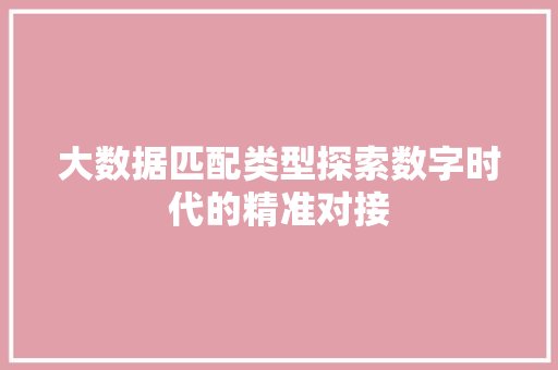 大数据匹配类型探索数字时代的精准对接