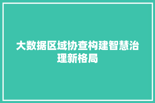 大数据区域协查构建智慧治理新格局  第1张