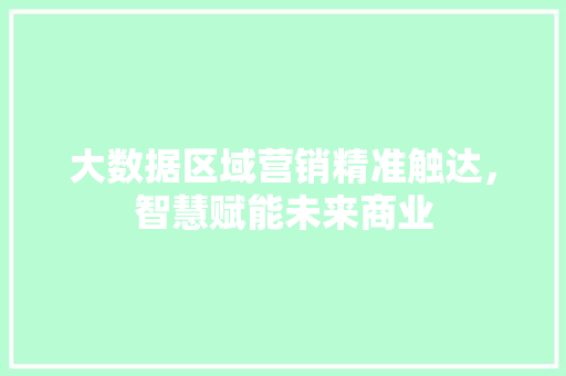 大数据区域营销精准触达，智慧赋能未来商业